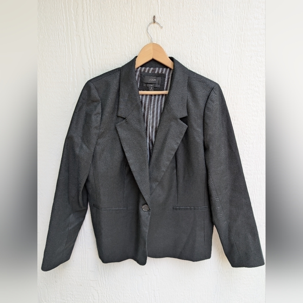 J Crew Parke Linen Blend Black Blazer Jacket Women's Plus Size 18
